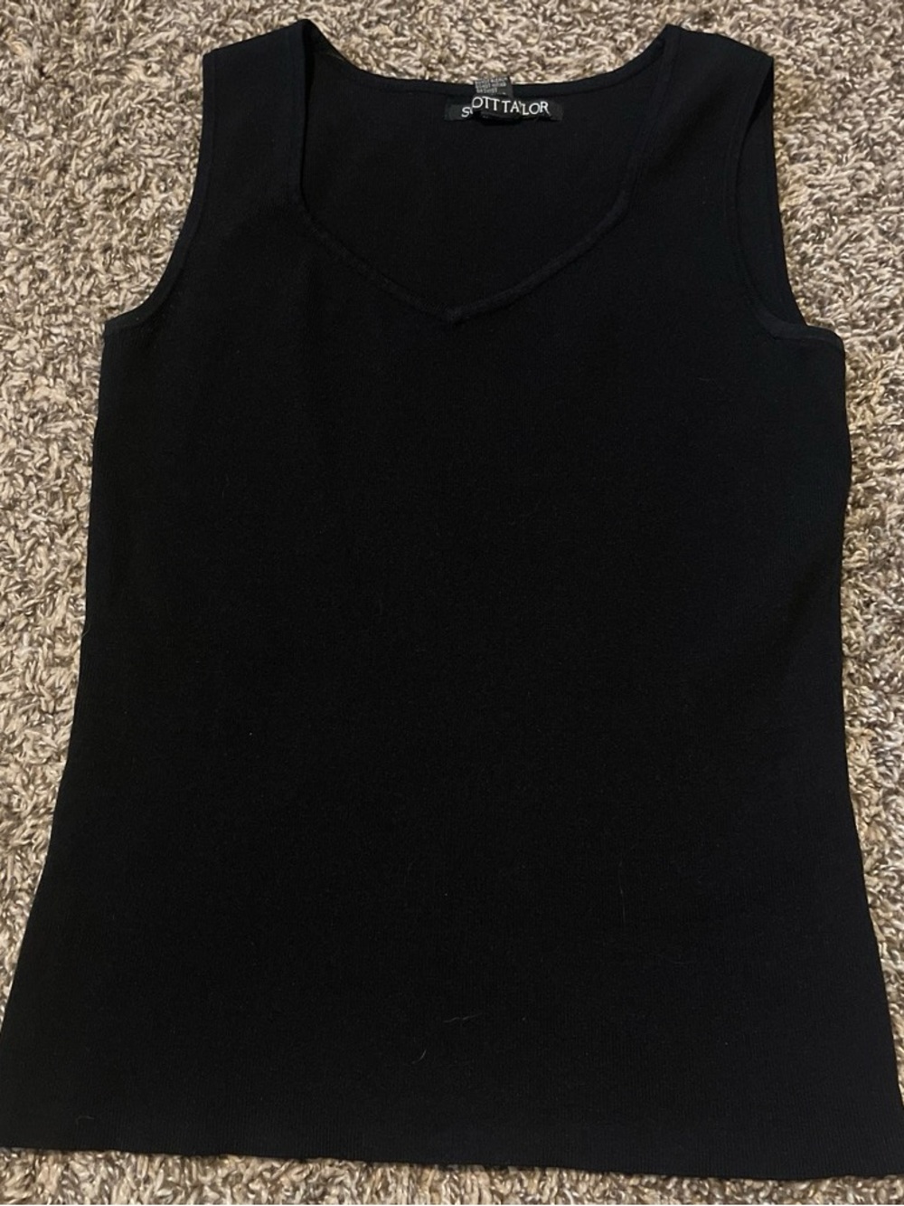 Black Scott Taylor V-Neck Sleeveless Tank Top